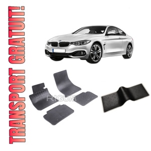 Set 5 covorase BMW SERIA 4 F32 din 10.2013-09.2020, cu covoras tunel median, CAROSERIE COUPE, Presuri cauciuc 100%, compatibil cu autoturismul BMW SERIA 4 F32, Rigum