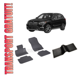 Set 5 covorase BMW X1 F48 PHEV din 03.2020-09.2022, cu covoras tunel median, CAROSERIE SUV, Presuri cauciuc 100%, compatibil cu autoturismul BMW X1 F48 PHEV, Rigum