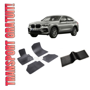 Set 5 covorase BMW X4 F26 din 07.2014-03.2018, cu covoras tunel median, CAROSERIE SUV, Presuri cauciuc 100%, compatibil cu autoturismul BMW X4 F26, Rigum