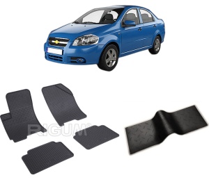 Set 5 covorase CHEVROLET AVEO T250 din 2006-2011, cu covoras tunel median, CAROSERIE SEDAN, Presuri cauciuc 100%, compatibil cu autoturismul CHEVROLET AVEO T250, Rigum - Img 2