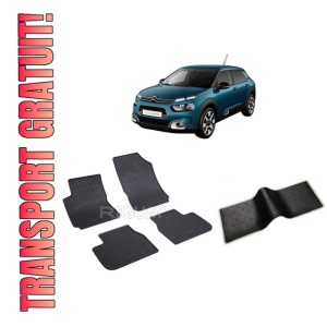 Set 5 covorase CITROEN C4 CACTUS I din 08.2014-03.2018, cu covoras tunel median, CAROSERIE SUV, Presuri cauciuc 100%, compatibil cu autoturismul CITROEN C4 CACTUS I, Rigum