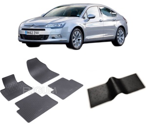 Set 5 covorase CITROEN C5 II din 2008-05.2017, cu covoras tunel median, CAROSERIE SEDAN, Presuri cauciuc 100%, compatibil cu autoturismul CITROEN C5 II, Rigum - Img 2