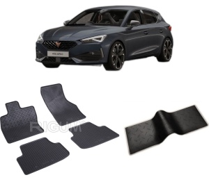 Set 5 covorase CUPRA LEON din 10.2020-PREZENT, cu covoras tunel median, CAROSERIE HATCHBACK, Presuri cauciuc 100%, compatibil cu autoturismul CUPRA LEON, Rigum - Img 2