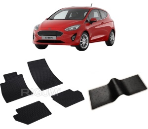 Set 5 covorase FORD FIESTA VII din 07.2017-PREZENT, cu covoras tunel median, CAROSERIE HATCHBACK, Presuri cauciuc 100%, compatibil cu autoturismul FORD FIESTA VII, Rigum - Img 2