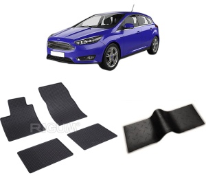 Set 5 covorase FORD FOCUS IV din 09.2018-PREZENT, cu covoras tunel median, CAROSERIE HATCHBACK, Presuri cauciuc 100%, compatibil cu autoturismul FORD FOCUS IV, Rigum - Img 2