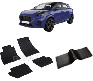 Set 5 covorase FORD PUMA din 10.2019-PREZENT, cu covoras tunel median, CAROSERIE SUV, Presuri cauciuc 100%, compatibil cu autoturismul FORD PUMA, Rigum - Img 2