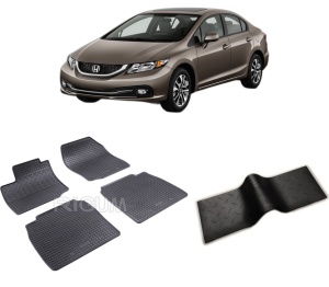 Set 5 covorase HONDA CIVIC IX din 03.2012-02.2017, cu covoras tunel median, CAROSERIE HATCHBACK, Presuri cauciuc 100%, compatibil cu autoturismul HONDA CIVIC IX, Rigum - Img 2