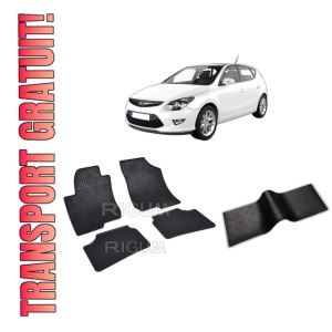 Set 5 covorase HYUNDAI I30 I din 07.2007-01.2012, cu covoras tunel median, CAROSERIE HATCHBACK, Presuri cauciuc 100%, compatibil cu autoturismul HYUNDAI I30 I, Rigum