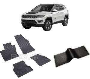 Set 5 covorase JEEP COMPASS II din 08.2017-PREZENT, cu covoras tunel median, CAROSERIE SUV, Presuri cauciuc 100%, compatibil cu autoturismul JEEP COMPASS II, Rigum - Img 2