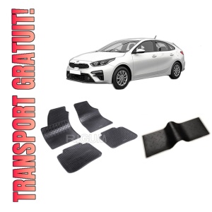 Set 5 covorase KIA CERATO I din 2004-2009, cu covoras tunel median, CAROSERIE HATCHBACK, Presuri cauciuc 100%, compatibil cu autoturismul KIA CERATO I, Rigum