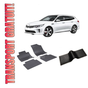 Set 5 covorase KIA OPTIMA IV din 09.2016-12.2020, cu covoras tunel median, CAROSERIE COMBI, Presuri cauciuc 100%, compatibil cu autoturismul KIA OPTIMA IV, Rigum