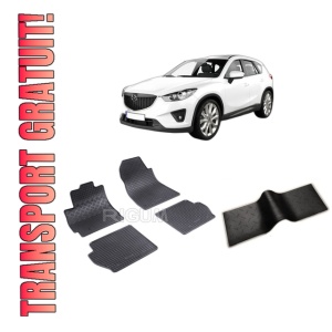 Set 5 covorase MAZDA 2 II din 09.2007-01.2015, cu covoras tunel median, CAROSERIE HATCHBACK, Presuri cauciuc 100%, compatibil cu autoturismul MAZDA 2 II, Rigum