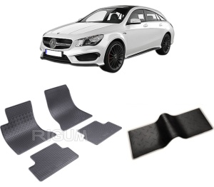 Set 5 covorase MERCEDES CLA I din 01.2015-08.2019, cu covoras tunel median, CAROSERIE COMBI, Presuri cauciuc 100%, compatibil cu autoturismul MERCEDES CLA I, Rigum - Img 2