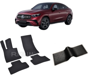 Set 5 covorase MERCEDES GLC C254 din 07.2023-PREZENT, cu covoras tunel median, CAROSERIE SUV, Presuri cauciuc 100%, compatibil cu autoturismul MERCEDES GLC C254, Rigum - Img 2