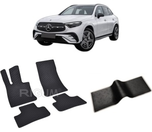 Set 5 covorase MERCEDES GLC X254 PHEV din 09.2022-PREZENT, cu covoras tunel median, CAROSERIE SUV, Presuri cauciuc 100%, compatibil cu autoturismul MERCEDES GLC X254 PHEV, Rigum - Img 2
