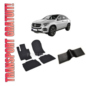 Set 5 covorase MERCEDES GLE II COUPE din 11.2019-PREZENT, cu covoras tunel median, CAROSERIE COUPE C167, Presuri cauciuc 100%, compatibil cu autoturismul MERCEDES GLE II COUPE, Rigum