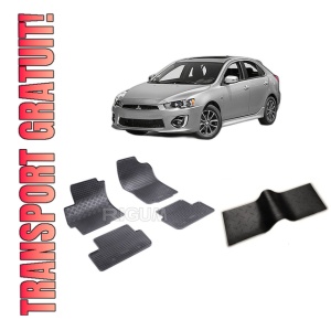 Set 5 covorase MITSUBISHI LANCER IX din 10.2008-08.2017, cu covoras tunel median, CAROSERIE HATCHBACK, Presuri cauciuc 100%, compatibil cu autoturismul MITSUBISHI LANCER IX, Rigum