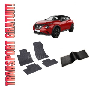 Set 5 covorase NISSAN JUKE II din 09.2019-PREZENT, cu covoras tunel median, CAROSERIE SUV, Presuri cauciuc 100%, compatibil cu autoturismul NISSAN JUKE II, Rigum
