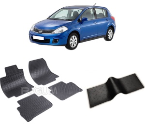 Set 5 covorase NISSAN TIIDA din 2007-12.2011, cu covoras tunel median, CAROSERIE HATCHBACK, Presuri cauciuc 100%, compatibil cu autoturismul NISSAN TIIDA, Rigum - Img 2