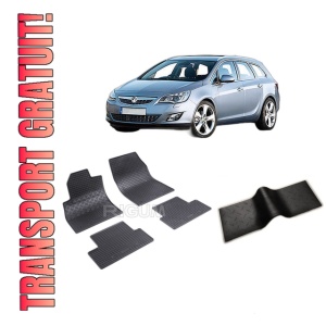 Set 5 covorase OPEL ASTRA J din 09.2010-03.2016, cu covoras tunel median, CAROSERIE COMBI, Presuri cauciuc 100%, compatibil cu autoturismul OPEL ASTRA J, Rigum