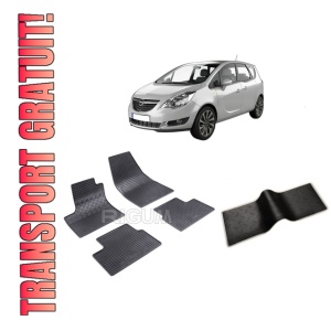 Set 5 covorase OPEL MERIVA B din 03.2010-06.2017, cu covoras tunel median, CAROSERIE VAN, Presuri cauciuc 100%, compatibil cu autoturismul OPEL MERIVA B, Rigum