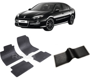 Set 5 covorase RENAULT LAGUNA III din 07.2007-12.2015, cu covoras tunel median, CAROSERIE HATCHBACK, Presuri cauciuc 100%, compatibil cu autoturismul RENAULT LAGUNA III, Rigum - Img 2
