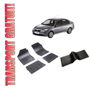 Set 5 covorase RENAULT SYMBOL II din 2008-2012, cu covoras tunel median, CAROSERIE SEDAN, Presuri cauciuc 100%, compatibil cu autoturismul RENAULT SYMBOL II, Rigum