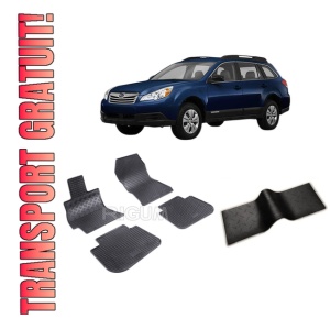 Set 5 covorase SUBARU OUTBACK IV din 2009-2014, cu covoras tunel median, CAROSERIE COMBI, Presuri cauciuc 100%, compatibil cu autoturismul SUBARU OUTBACK IV, Rigum
