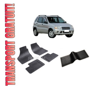 Set 5 covorase SUZUKI IGNIS I din 2001-2008, cu covoras tunel median, CAROSERIE HATCHBACK, Presuri cauciuc 100%, compatibil cu autoturismul SUZUKI IGNIS I, Rigum