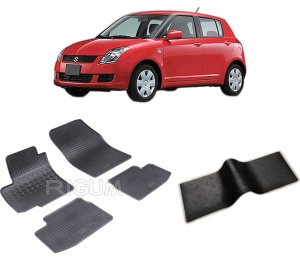 Set 5 covorase SUZUKI SWIFT din 2005-08.2010, cu covoras tunel median, CAROSERIE HATCHBACK, Presuri cauciuc 100%, compatibil cu autoturismul SUZUKI SWIFT, Rigum - Img 2