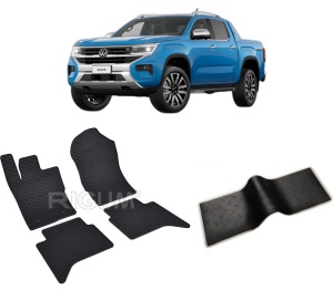 Set 5 covorase VOLKSWAGEN AMAROK din 2022-PREZENT, cu covoras tunel median, CAROSERIE PICK-UP, Presuri cauciuc 100%, compatibil cu autoturismul VOLKSWAGEN AMAROK, Rigum - Img 2