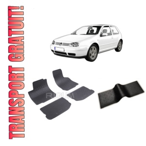 Set 5 covorase VOLKSWAGEN GOLF 4 din 1998-2003, cu covoras tunel median, CAROSERIE HATCHBACK, Presuri cauciuc 100%, compatibil cu autoturismul VOLKSWAGEN GOLF 4, Rigum