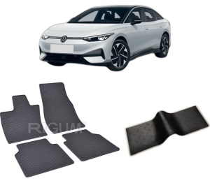 Set 5 covorase VOLKSWAGEN ID .7 din 08.2023-PREZENT, cu covoras tunel median, CAROSERIE HATCHBACK, Presuri cauciuc 100%, compatibil cu autoturismul VOLKSWAGEN ID .7, Rigum - Img 2