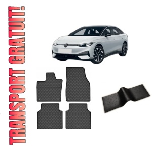 Set 5 covorase VOLKSWAGEN ID.7 din 08.2023-PREZENT, cu covoras tunel median, CAROSERIE HATCHBACK, Presuri cauciuc 100%, compatibil cu autoturismul VOLKSWAGEN ID.7, Rigum