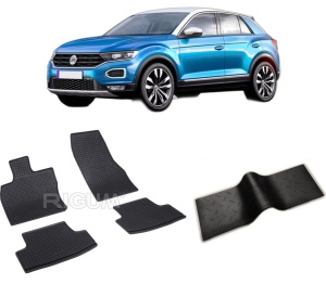 Set 5 covorase VOLKSWAGEN T-ROC din 12.2017-PREZENT, cu covoras tunel median, CAROSERIE SUV, Presuri cauciuc 100%, compatibil cu autoturismul VOLKSWAGEN T-ROC, Rigum - Img 2