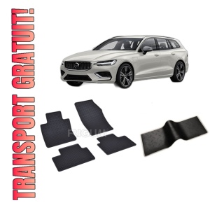 Set 5 covorase VOLVO V 60 PHE din 2018-PREZENT, cu covoras tunel median, CAROSERIE COMBI, Presuri cauciuc 100%, compatibil cu autoturismul VOLVO V 60 PHE, Rigum