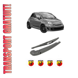 Set brat stergator spate cu lamela pentru ABARTH 500 / 595 / 695 din 2008-2010, pentru spate, din cauciuc siliconat rezistent, 4 stickere auto ABARTH