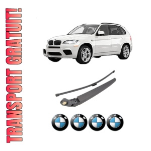 Set brat stergator spate cu lamela pentru BMW Seria X5 (E70) din 2006-2013, pentru spate, din cauciuc siliconat rezistent, 4 stickere auto BMW Seria - Img 1