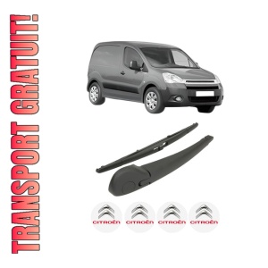 Set brat stergator spate cu lamela pentru CITROEN BERLINGO Box Body/MPV (B9) din 2008-2021, pentru spate, din cauciuc siliconat rezistent, 4 stickere auto CITROEN