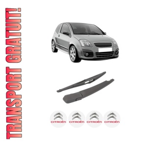 Set brat stergator spate cu lamela pentru CITROEN C2 (JM_) din 2003-2012, pentru spate, din cauciuc siliconat rezistent, 4 stickere auto CITROEN