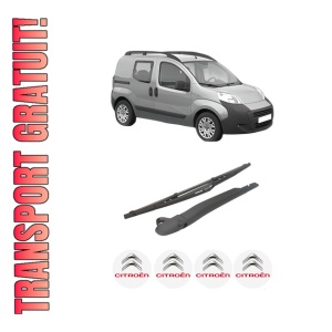 Set brat stergator spate cu lamela pentru CITROEN NEMO MPV din 2009-2010, pentru spate, din cauciuc siliconat rezistent, 4 stickere auto CITROEN