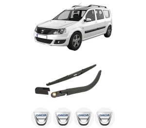 Set brat stergator spate cu lamela pentru DACIA LOGAN MCV II din 2013-2015, pentru spate, din cauciuc siliconat rezistent, 4 stickere auto DACIA v2250