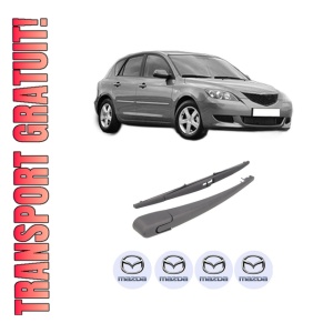 Set brat stergator spate cu lamela pentru MAZDA 3 (BK) din 2003-2009, pentru spate, din cauciuc siliconat rezistent, 4 stickere auto MAZDA