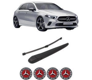 Set brat stergator spate cu lamela pentru MERCEDES-BENZ A-CLASS (W177) din 2018-2022, pentru spate, din cauciuc siliconat rezistent, 4 stickere auto MERCEDES-BENZ v1384