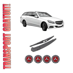 Set brat stergator spate cu lamela pentru MERCEDES-BENZ E-CLASS T-Model (S212) din 2009-2016, pentru spate, din cauciuc siliconat rezistent, 4 stickere auto MERCEDES-BENZ