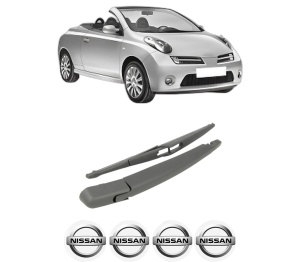 Set brat stergator spate cu lamela pentru NISSAN MICRA C+C III (K12) din 2005-2010, pentru spate, din cauciuc siliconat rezistent, 4 stickere auto NISSAN v1204