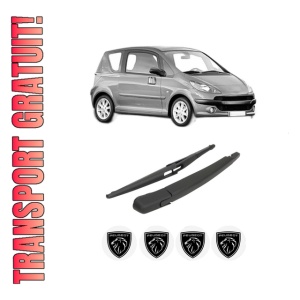 Set brat stergator spate cu lamela pentru PEUGEOT 1007 (KM_) din 2005-2007, pentru spate, din cauciuc siliconat rezistent, 4 stickere auto PEUGEOT