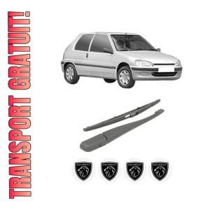 Set brat stergator spate cu lamela pentru PEUGEOT 106 II (1A_, 1C_) din 1996-2004, pentru spate, din cauciuc siliconat rezistent, 4 stickere auto PEUGEOT