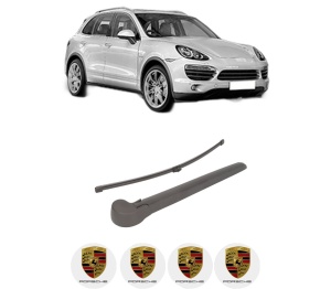Set brat stergator spate cu lamela pentru PORSCHE CAYENNE (92A) din 2010-2018, pentru spate, din cauciuc siliconat rezistent, 4 stickere auto PORSCHE v784