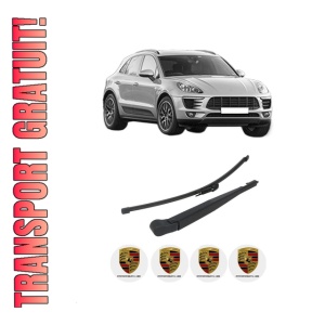 Set brat stergator spate cu lamela pentru PORSCHE MACAN (95B) din 2014-2019, pentru spate, din cauciuc siliconat rezistent, 4 stickere auto PORSCHE